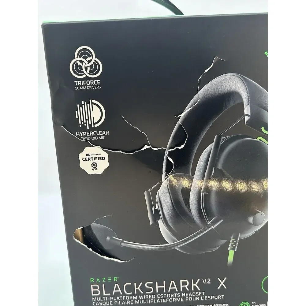 Razer Blackshark V2 X Black Over the Ear Pro Gaming Headset READ